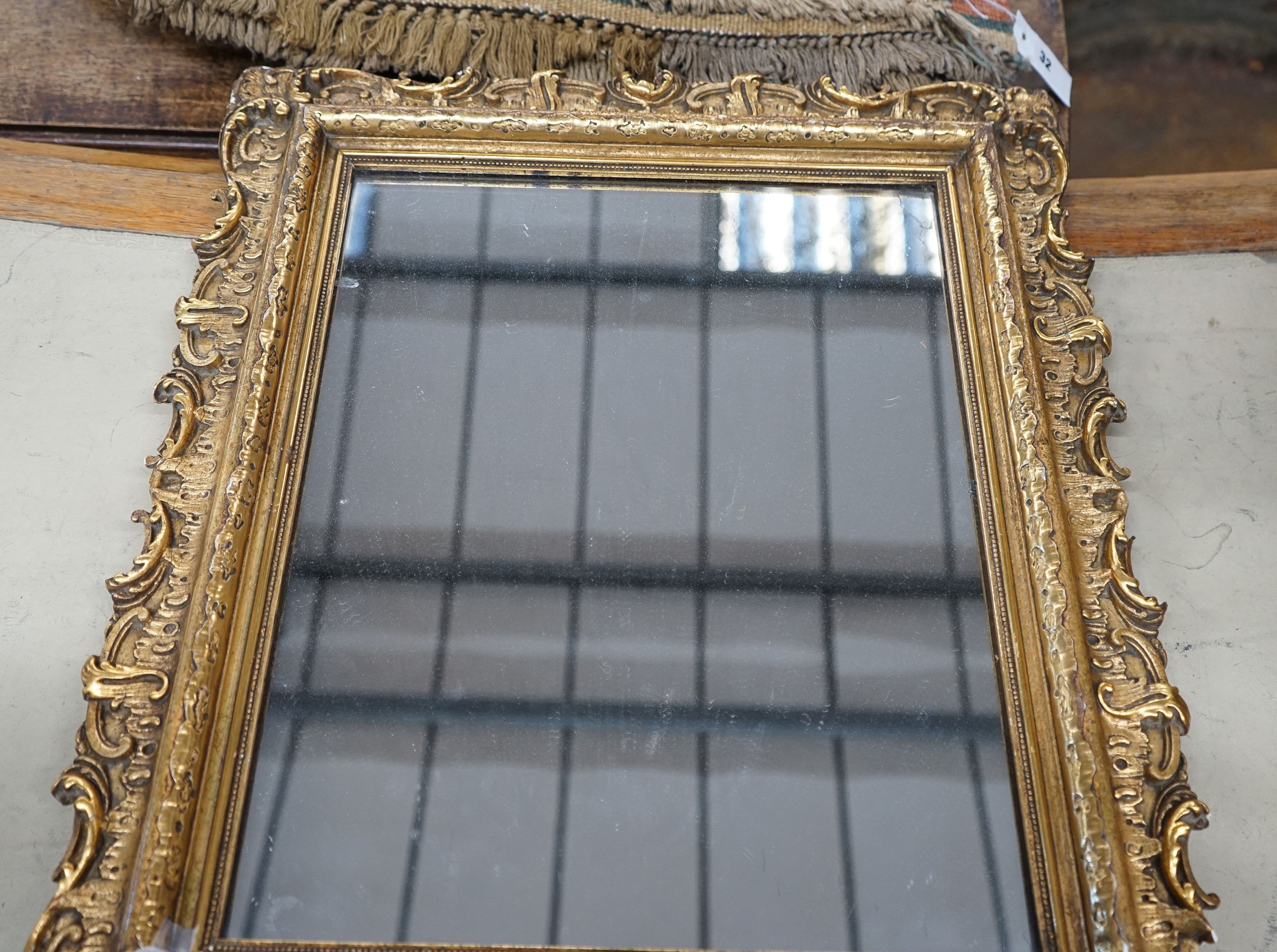 A Victorian style rectangular gilt framed wall mirror, width 51cm, height 60cm